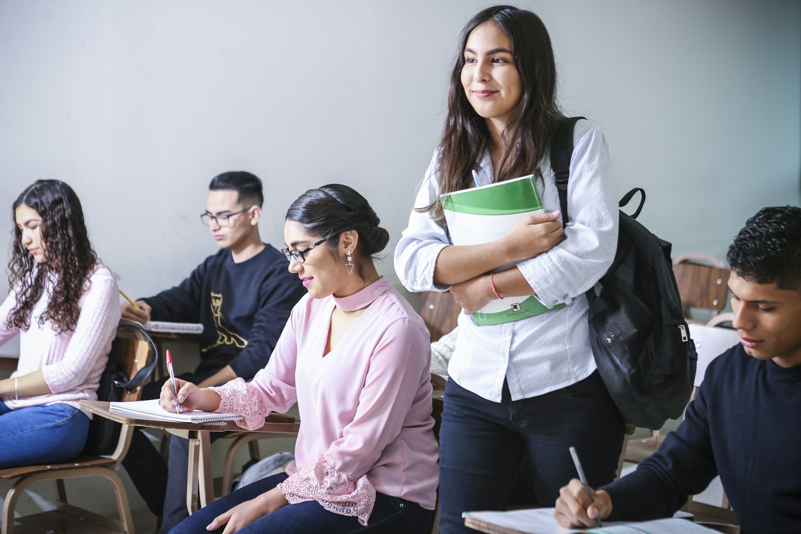 High school students working in an English class