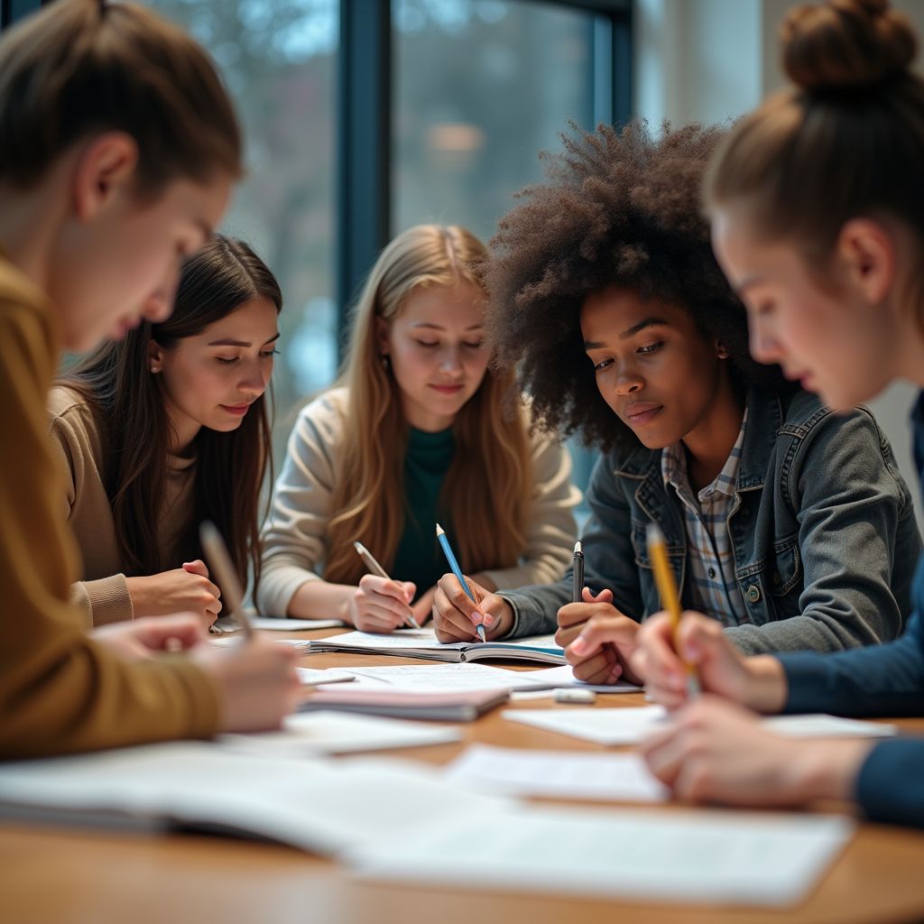 Students in a school holiday writing intensive